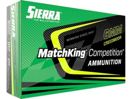 Sierra MatchKing Competition Ammunition 6mm Creedmoor 107 Grain Hollow Point Boat Tail Box of 20