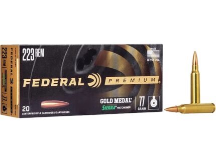 Federal Premium Gold Medal Ammunition 223 Remington 77 Grain Sierra MatchKing Hollow Point Boat Tail