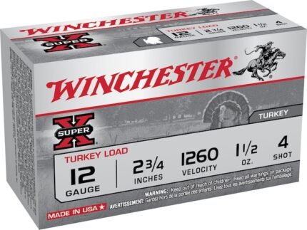 Winchester Super-X Turkey Ammunition 12 Gauge 2-3/4" 1-1/2 oz #4 Copper Plated Shot Box of 10