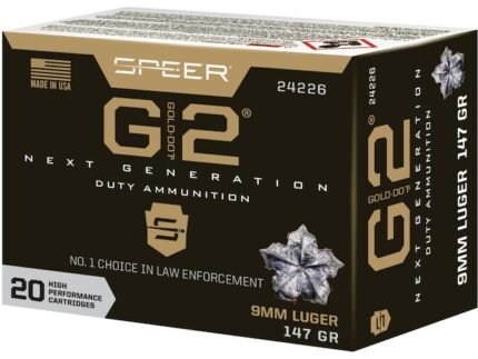 Speer Gold Dot G2 Ammunition 9mm Luger 147 Grain Jacketed Hollow Point