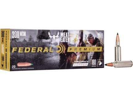 Federal Premium Meat Eater Ammunition 300 Winchester Short Magnum (WSM) 180 Grain Trophy Copper Tipped Boat Tail Lead-Free Box of 20